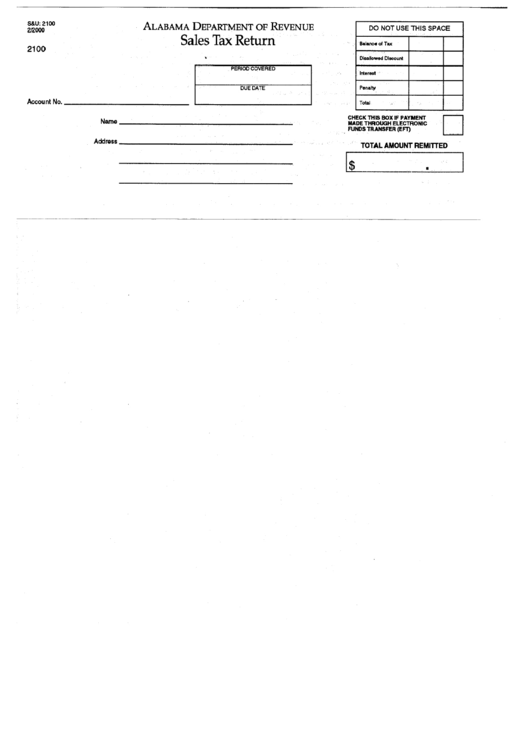 Form 2100 Sales Tax Return Alabama Department Of Revenue printable