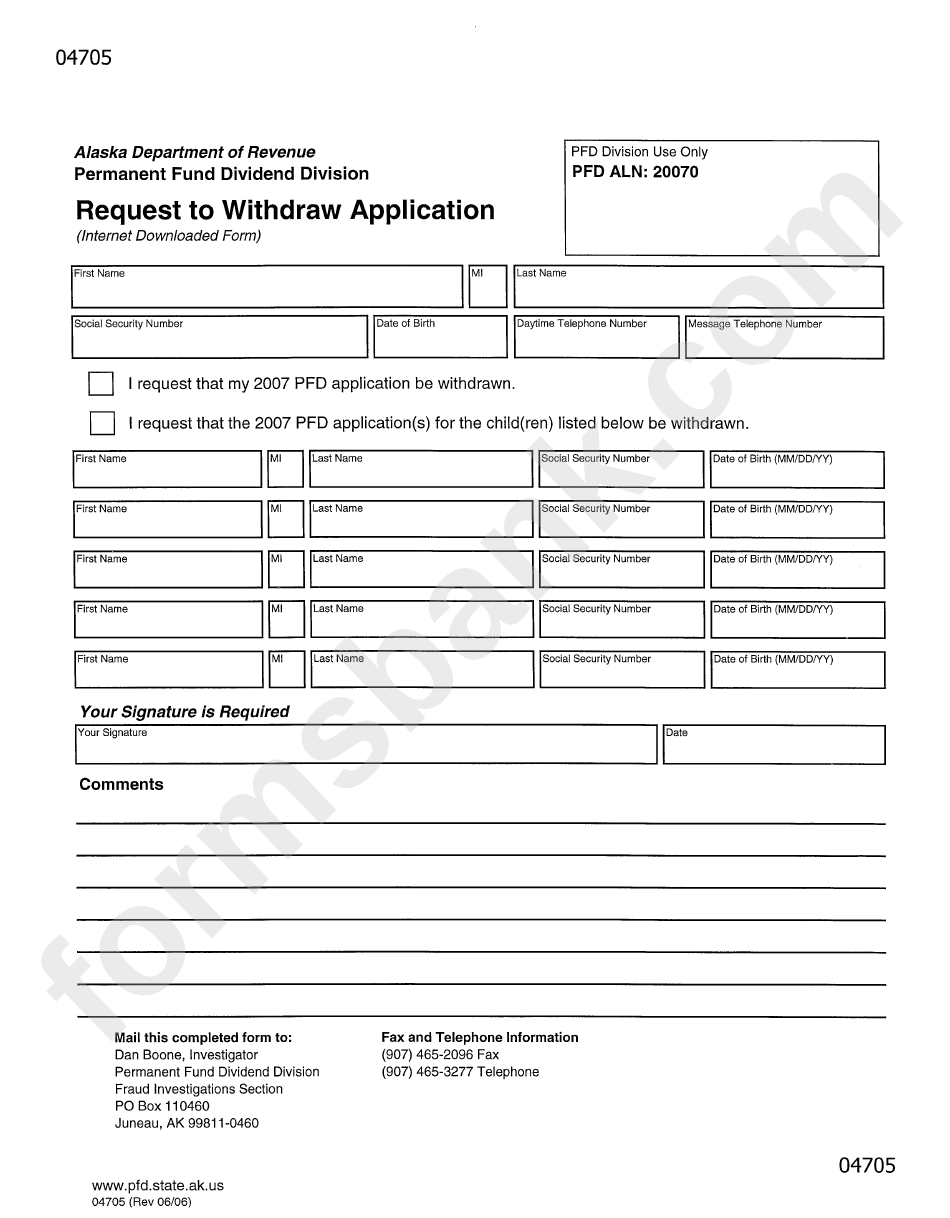 Request To Withdraw Information Alaska Permanent Fund Dividend