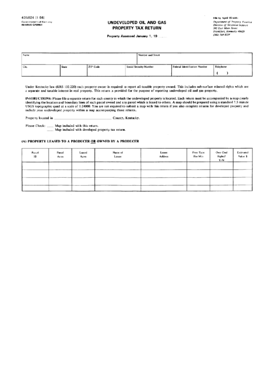 Form 62a024 Undeveloped Oil And Gas Property Tax Return Kentucky