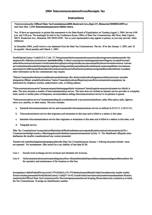 Instructions For Gross Receipts Tax