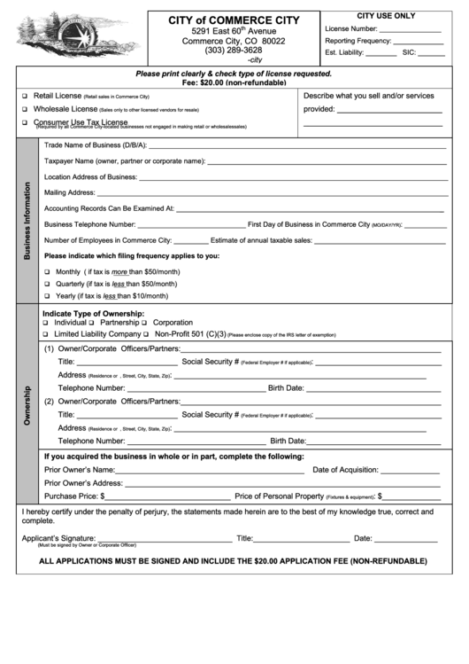 License Application City Of Commerce City printable pdf download