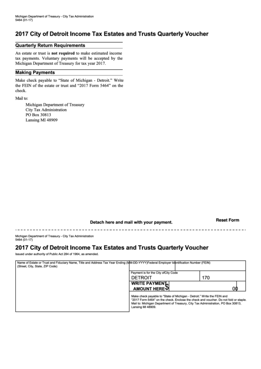 Fillable Form 5464 City Of Detroit Tax Estates And Trusts