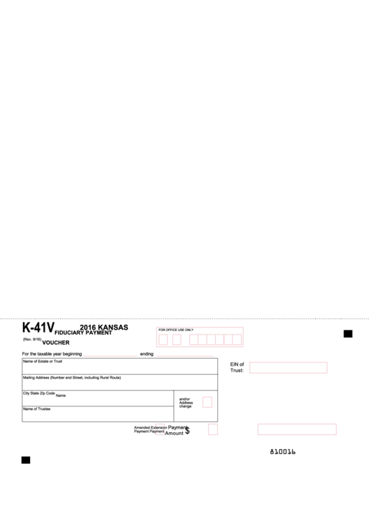 Fillable Form K41v Kansas Fiduciary Payment Voucher printable pdf