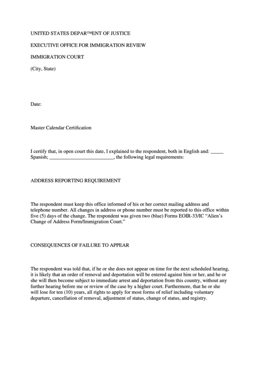 Address Reporting Requirement Form U.s. Department Of Justice