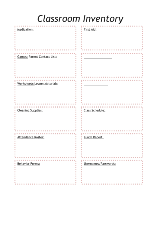 Classroom Inventory printable pdf download