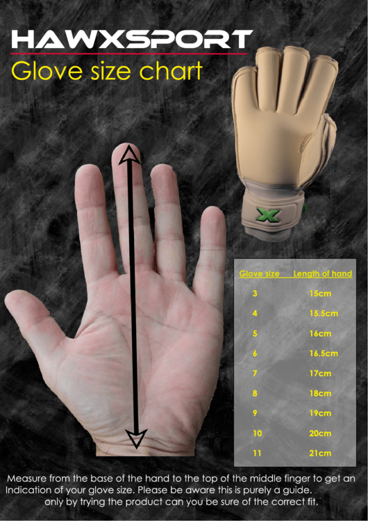Hawxsport Glove Size Chart printable pdf download