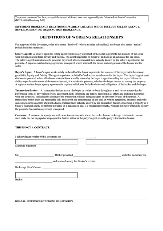 Form Dd25509 Definitions Of Working Relationships Colorado Real