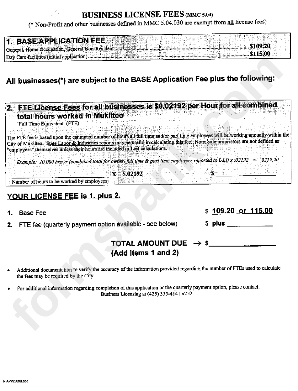 Business License Fees City Of Mukilteo printable pdf download