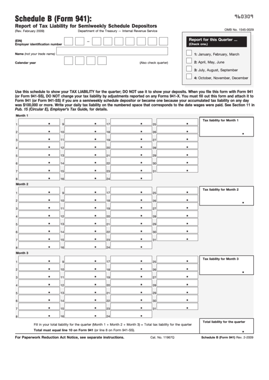 form 941 2023 schedule b Fillable Schedule B (Form 941) Report Of Tax Liability For Semiweekly