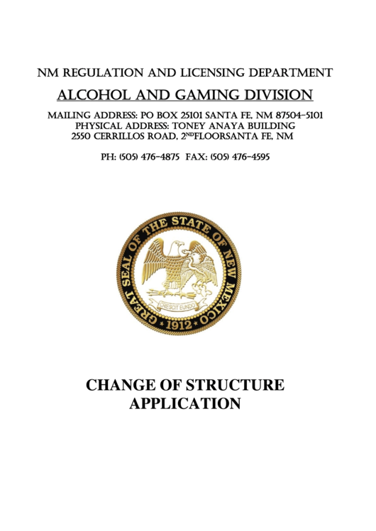 Fillable Change Of Structure Application New Mexico Regulation And