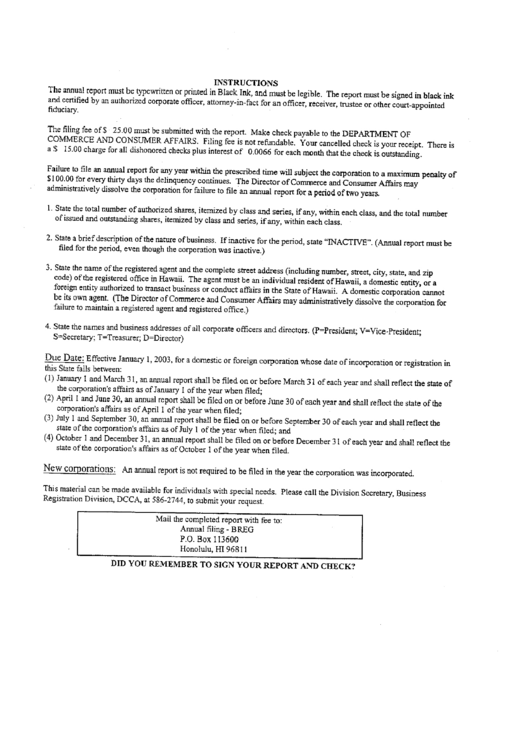 Annual Report Instructions printable pdf download