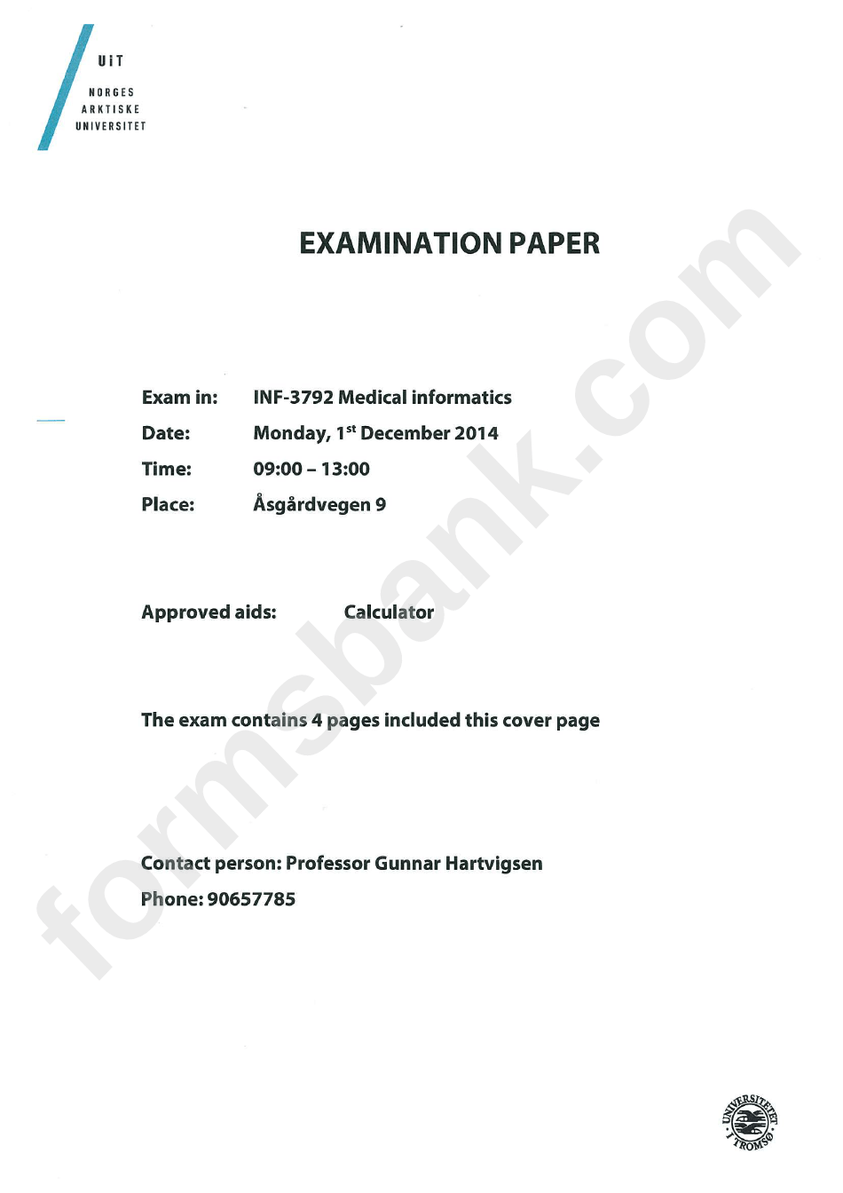 Examination Paper printable pdf download