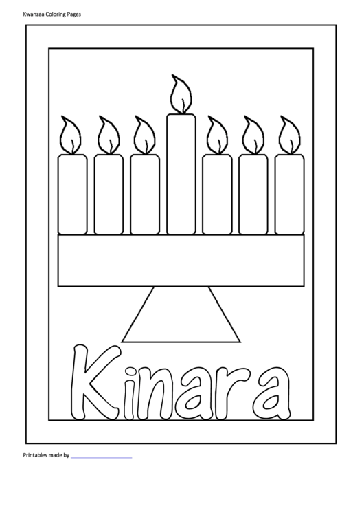 Kinara Kwanzaa Coloring Sheet printable pdf download