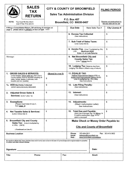 Sales And Tax Return City And County Of Broomfield Sales Tax