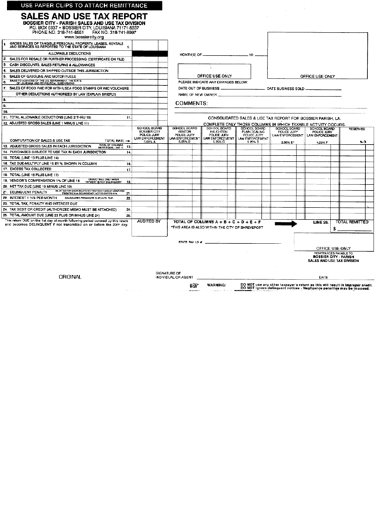 Sales And Use Tax Report Bossier City printable pdf download