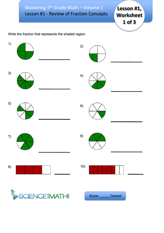 Fractions - Math Worksheet printable pdf download