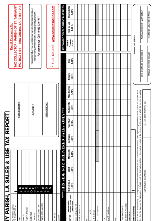St. Tammany Parish, La Sales & Use Tax Report printable pdf download