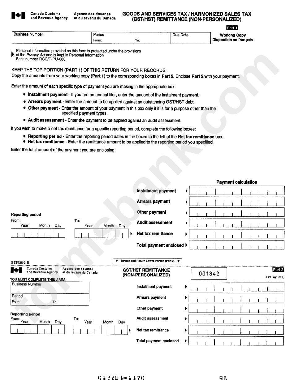 Goods And Services Tax/harmonized Sales Tax Gst/hst Remittance (Non