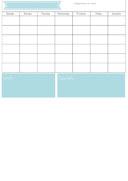 Calendar Template printable pdf download