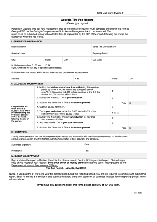 Tire Fee Report printable pdf download