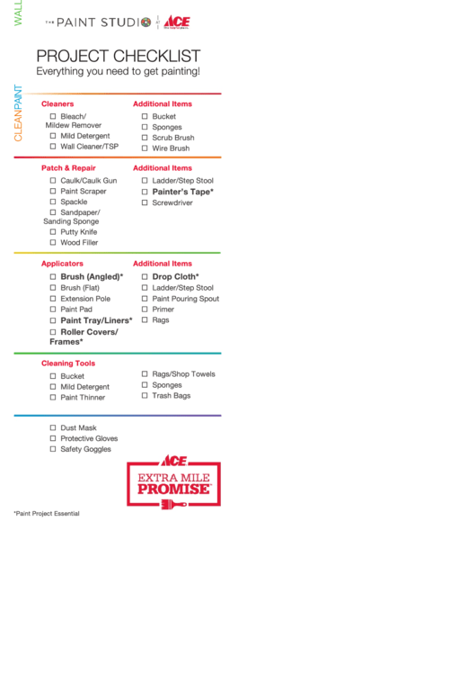 Project Checklist Template Painting printable pdf download