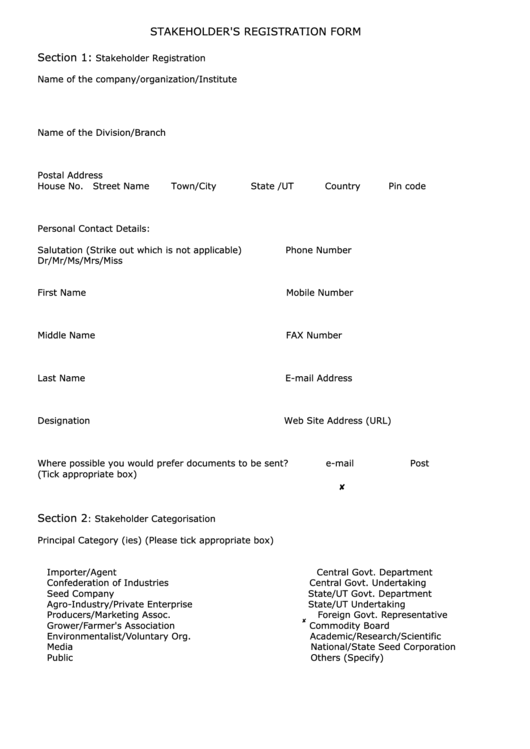 Fillable Stakeholder'S Registration Form Directorate Of Plant Protection, Quarantine And