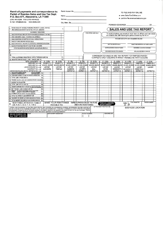 Sales And Use Tax Report Paris Of Rapides printable pdf download