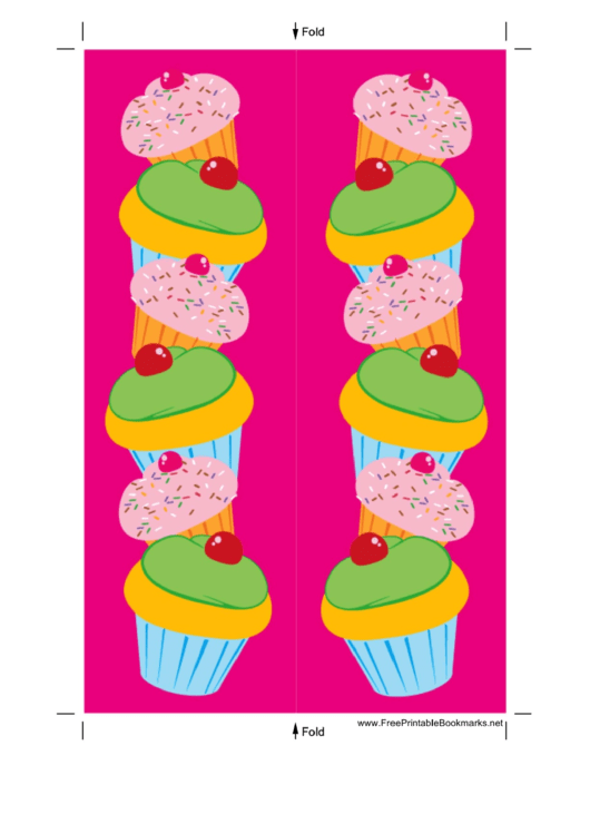 Cupcakes Pink Bookmark printable pdf download