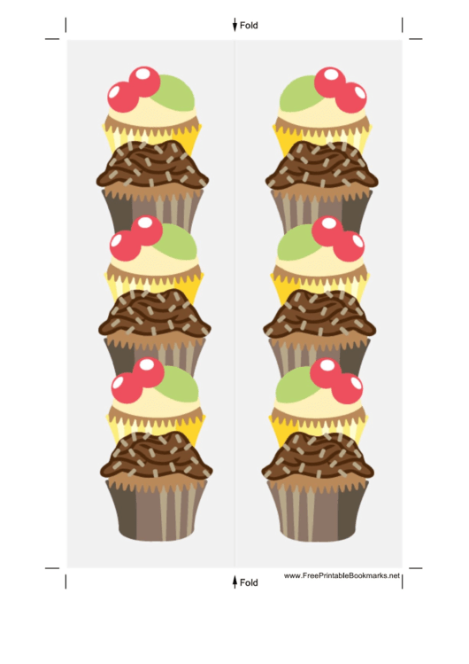 Cupcakes White Bookmark printable pdf download