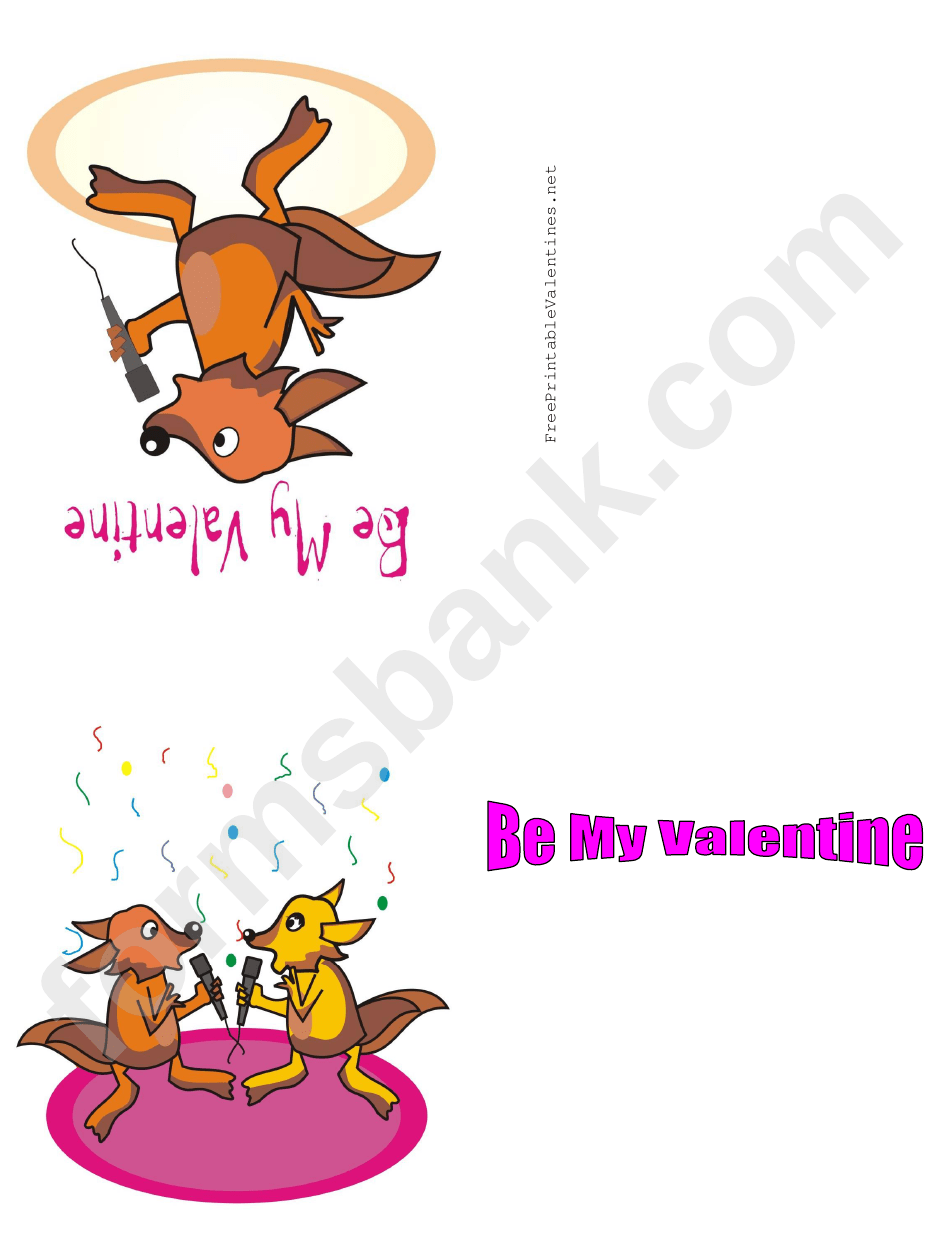 Be My Valentine Card Template printable pdf download