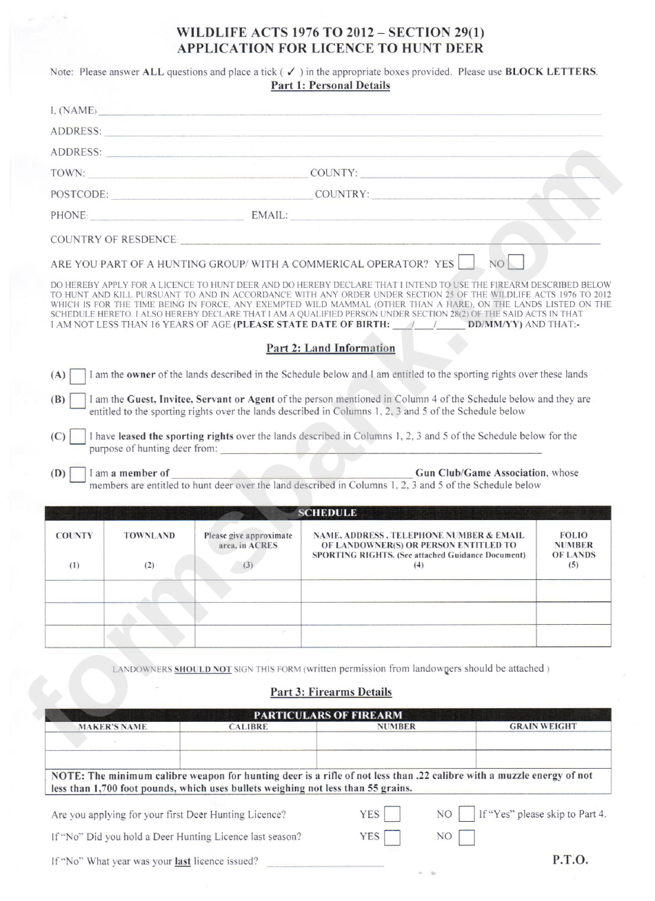 Application For Licence To Hunt Deer Ireland National Parks And