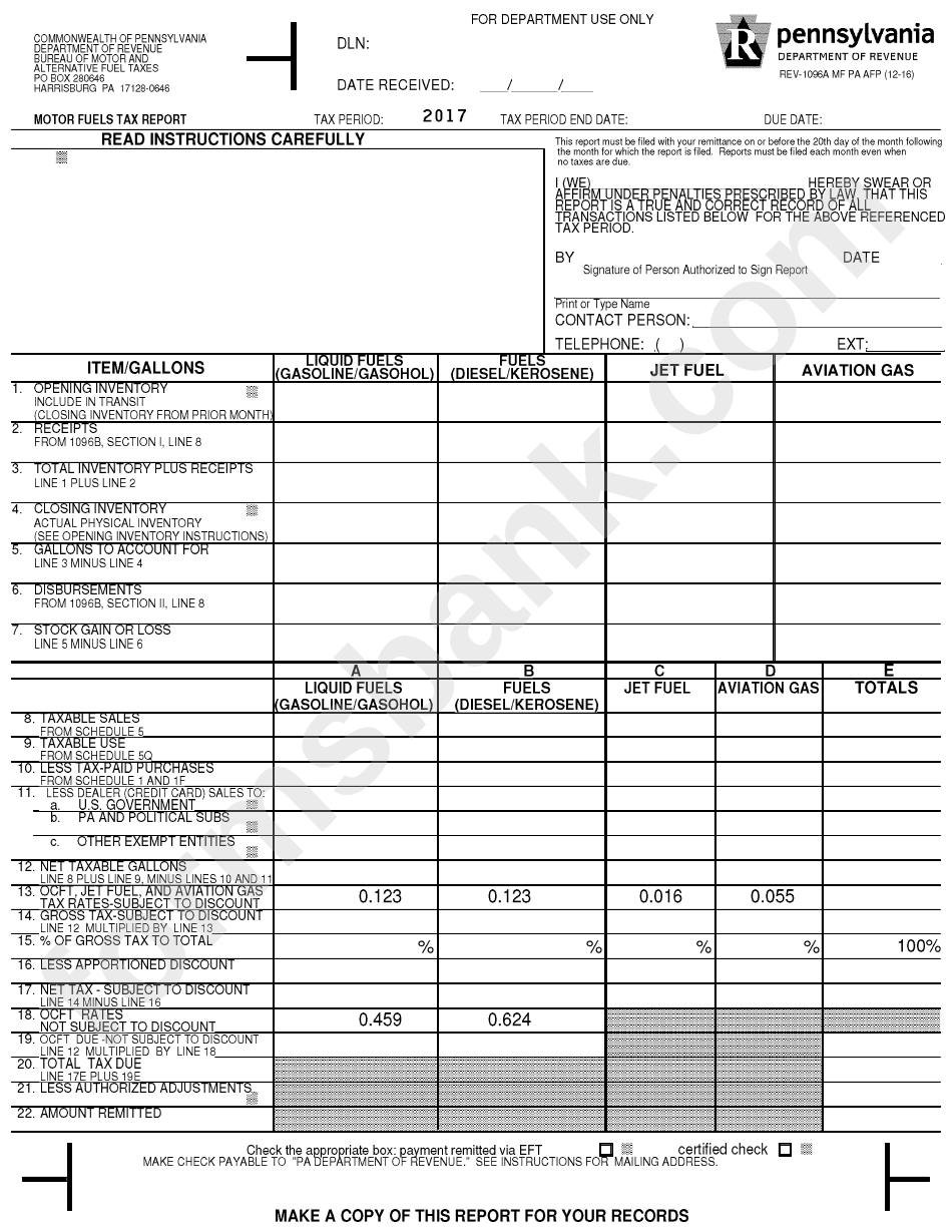 Motor Fuels Tax Report 2017 printable pdf download