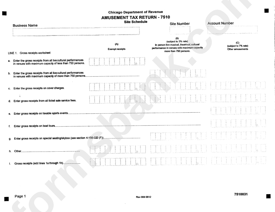 Form 7510 Amusement Tax Return Form City Of Chicago printable pdf download