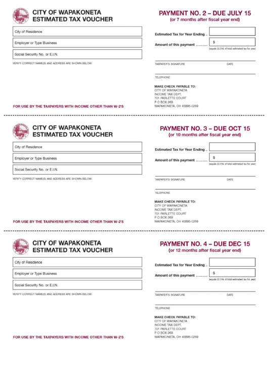 Estimated Tax Voucher City Of printable pdf download