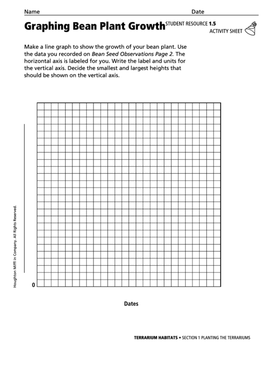 Graphing Bean Plant Growth Terrarium Habitats Activity Sheet printable pdf download