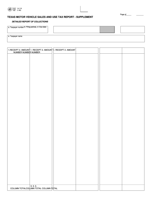 Fillable Form 14116 Texas Motor Vehicle Sales And Use Tax Report