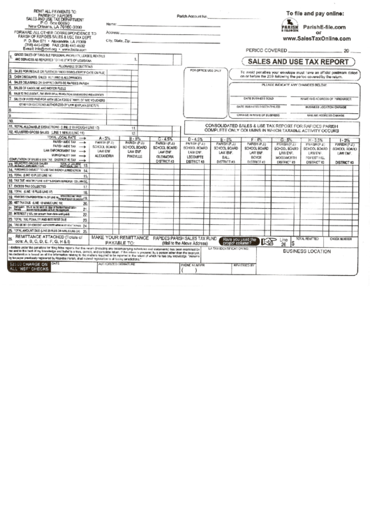 Sales And Use Tax Report Parish Of Rapides printable pdf download