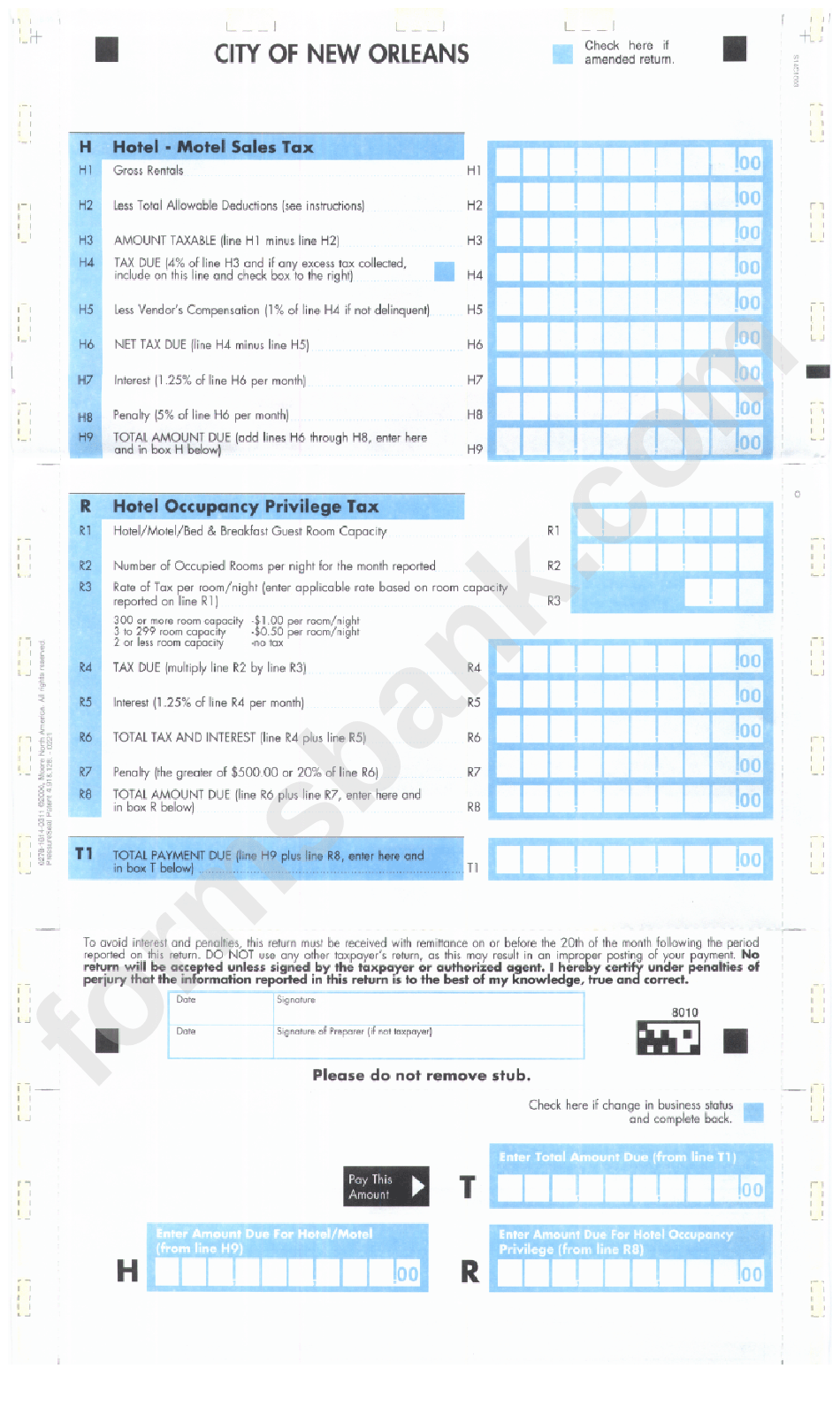 Hotel Tax Return City Of New Orleans printable pdf download