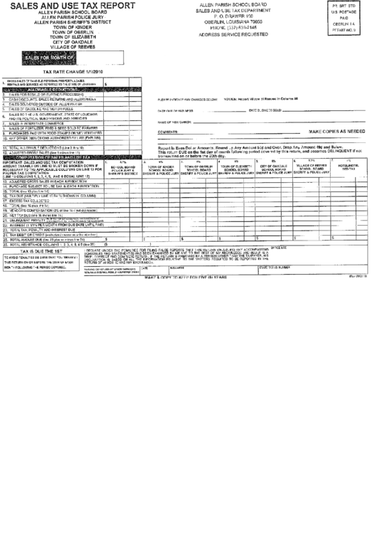 Sales And Use Tax Report Allen Parish printable pdf download