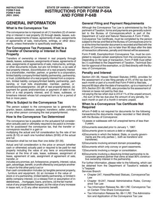 Instructions For Form P64a And Form P64b Conveyance Tax printable