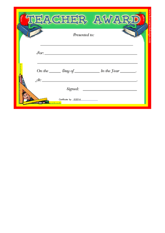Teacher Award Certificate printable pdf download
