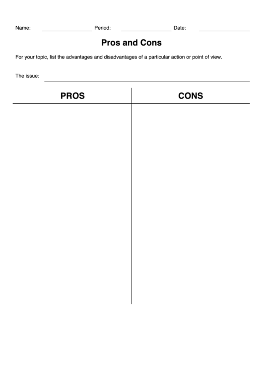 Pros And Cons printable pdf download