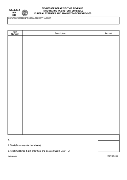 Fillable Form Inh 301 Schedule J Inheritance Tax Return Schedule