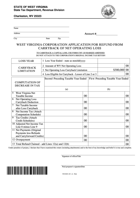 Form Wv/cnf139 West Virginia Corporation Application