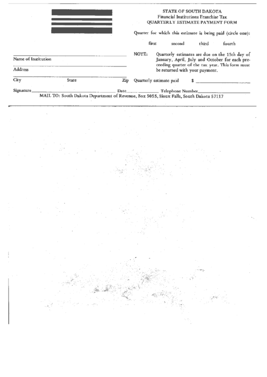 Quarterly Estimate Payment Form State Of South Dakota printable pdf