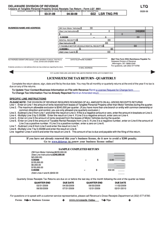 Fillable Form Lq7 9801 Lessors Of Tangible Personal