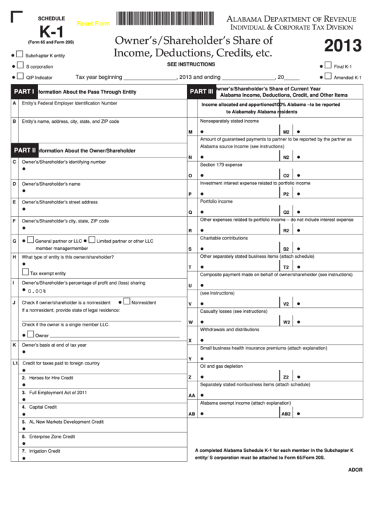 Top 7 Alabama Schedule K1 Templates free to download in PDF format