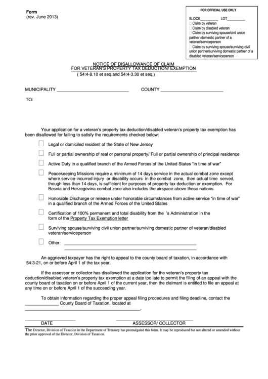 Fillable Form V.n.d.a. Notice Of Disallowance Of Claim For Veteran'S