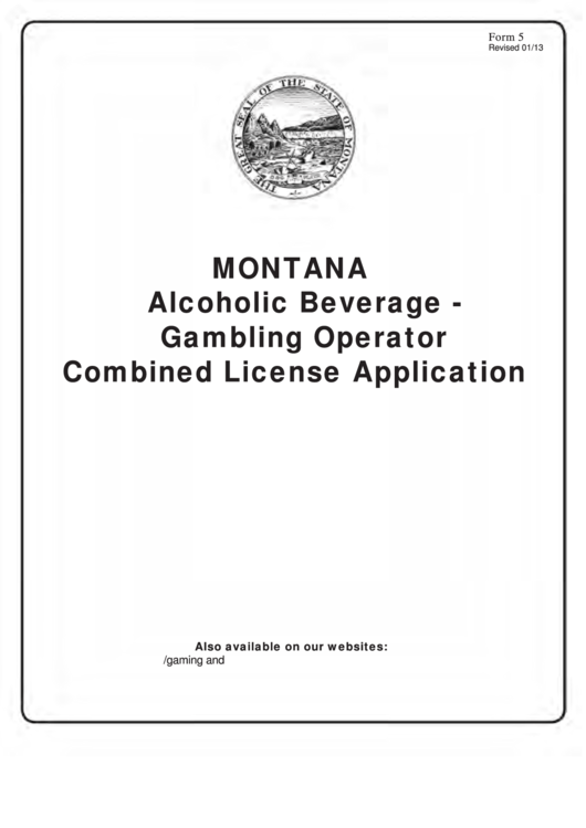Form 5 Montana Alcoholic Beverage Gambling Operator Combined
