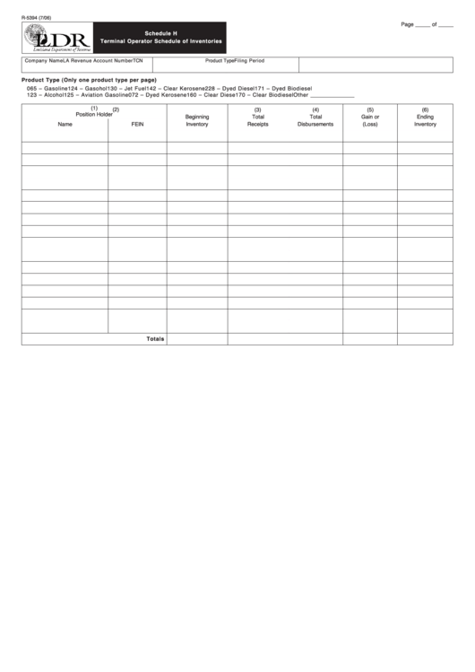 Schedule H List 2024 Fillable Form R5394 Schedule H Terminal Operator Schedule Of